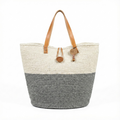 Sisal Tote Bag - Gray & White Solid 14"