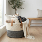 Sisal Tote Bag - Gray and White 14"