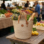 Sisal Tote Bag - Handwoven Natural & White Speck 14"
