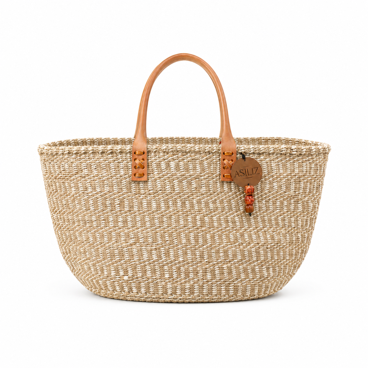 Sisal Storage Basket - Handwoven with Leather Handles