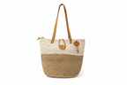 Handwoven two-tone sisal tote bag with leather handles handmade by women artisans in Kenya by Asiliz.
