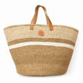Sisal Tote Bag - Neutral and White 14"
