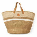 Sisal Tote Bag - Neutral and White 14"