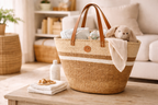 Sisal Tote Bag - Neutral and White 14"
