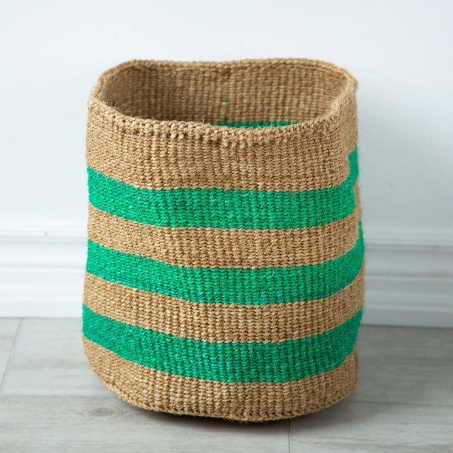 Natural and Green Sisal Basket - Asiliz