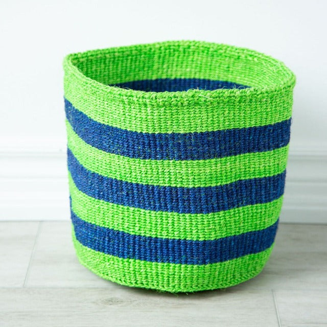 Green and Blue Sisal Basket - Asiliz